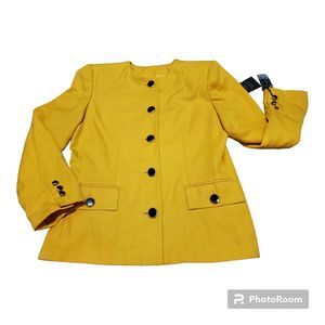 Vintage With Tags KASPER for ASL Womens Size 10 Yellow Suit Jacket Shoulder Pads